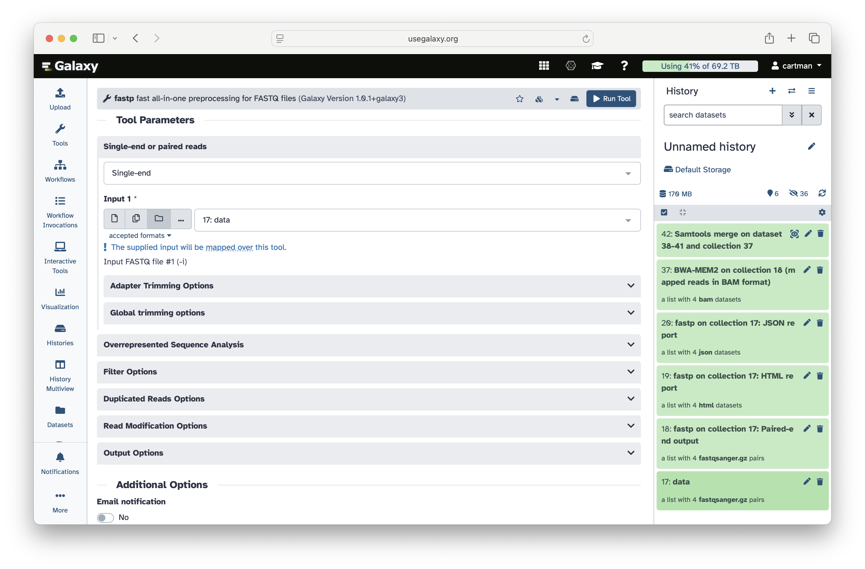Run a tool in Galaxy