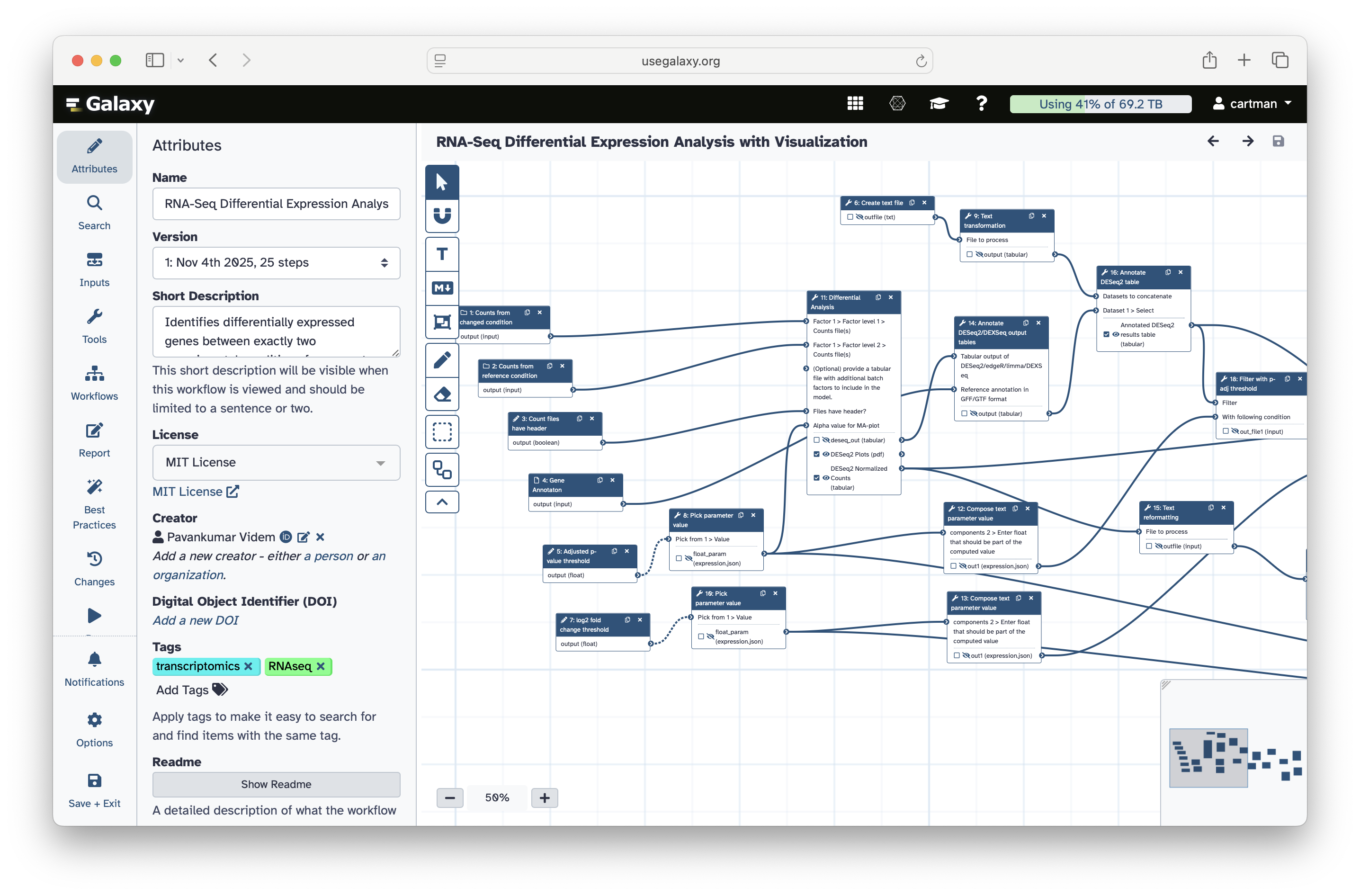 Run a workflow in Galaxy